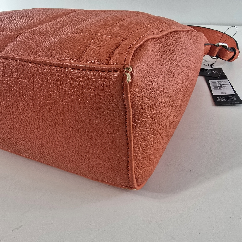 Tahari Orange Quilted Leather Hobo with Tassel - Picture 6 of 12